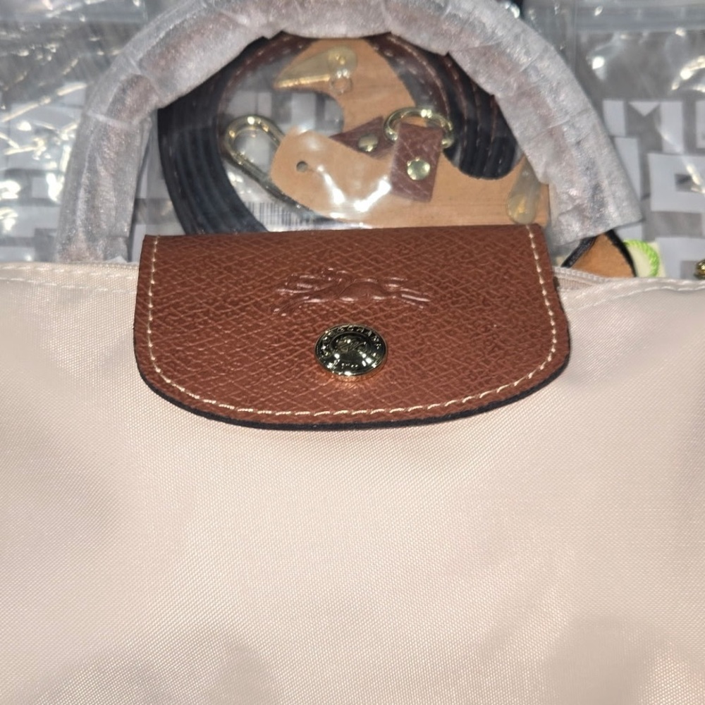 Longchamp Le Pliage Original Mini Pouch bag purse tote handle paper beige💯 - Picture 5 of 8